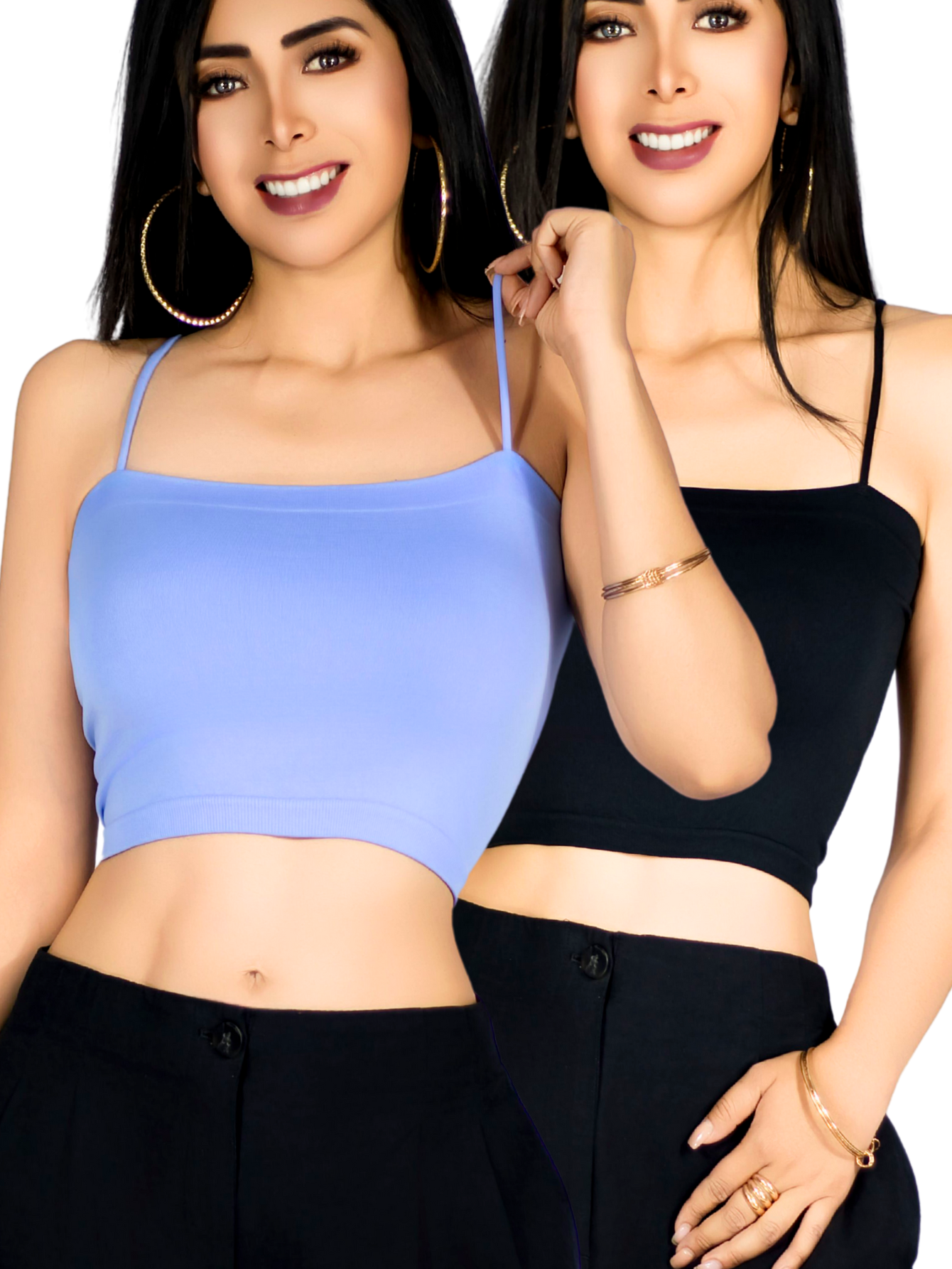 Foto 2 pulgar | Set 2 Blusa Mujer Crop Tirantes Top-1025-px2 Varios Colores Confort Y Frescura Día Y Noche