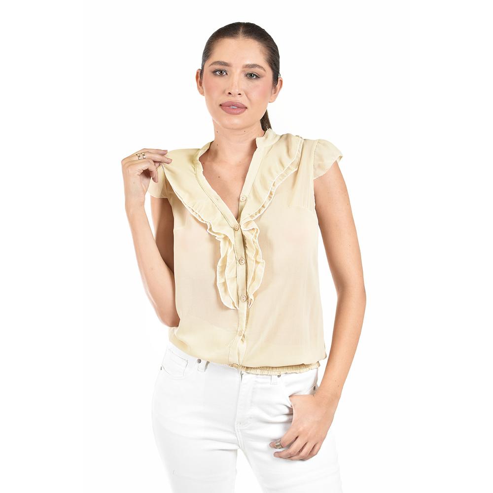 Foto 2 pulgar | Blusa Con Detalle De Olan Roman Fashion / Juvenil  8049 (beige) Beige