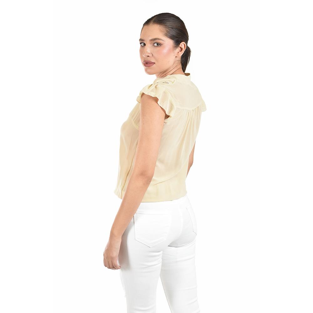 Foto 4 pulgar | Blusa Con Detalle De Olan Roman Fashion / Juvenil  8049 (beige) Beige
