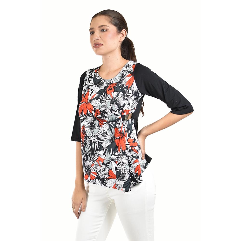 Foto 3 pulgar | Blusa Con Estampado Floral Roman Fashion /juvenil  104 (naranja) Naranja