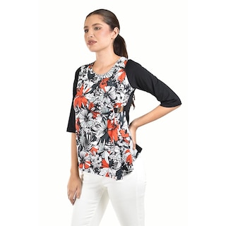 Foto 2 | Blusa Con Estampado Floral Roman Fashion /juvenil 104 (naranja) Naranja
