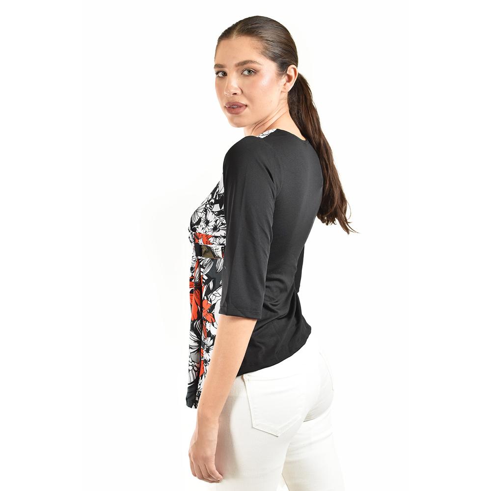 Foto 4 pulgar | Blusa Con Estampado Floral Roman Fashion /juvenil  104 (naranja) Naranja