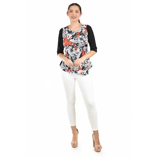 Foto 4 | Blusa Con Estampado Floral Roman Fashion /juvenil 104 (naranja) Naranja