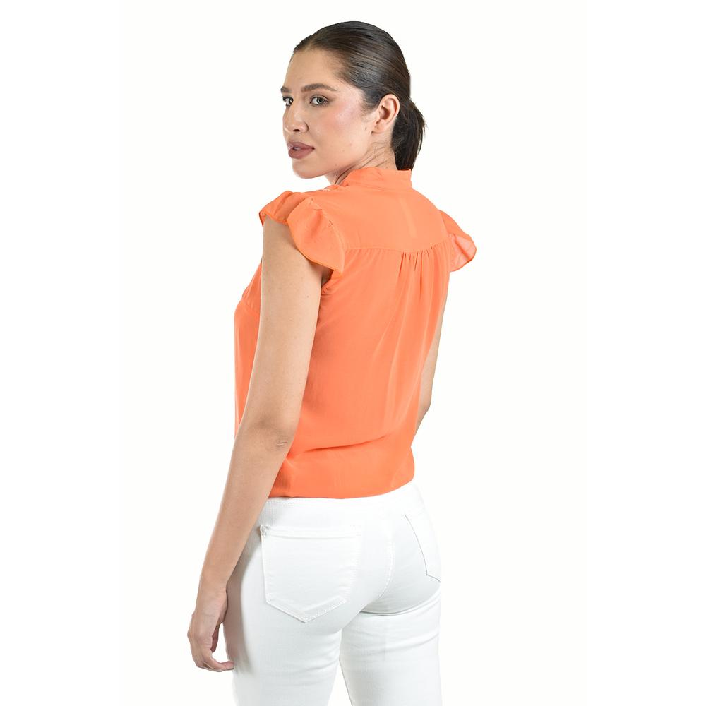 Foto 3 | Blusa Con Detalle De Olan Roman Fashion / Juvenil  8049 (naranja) Naranja