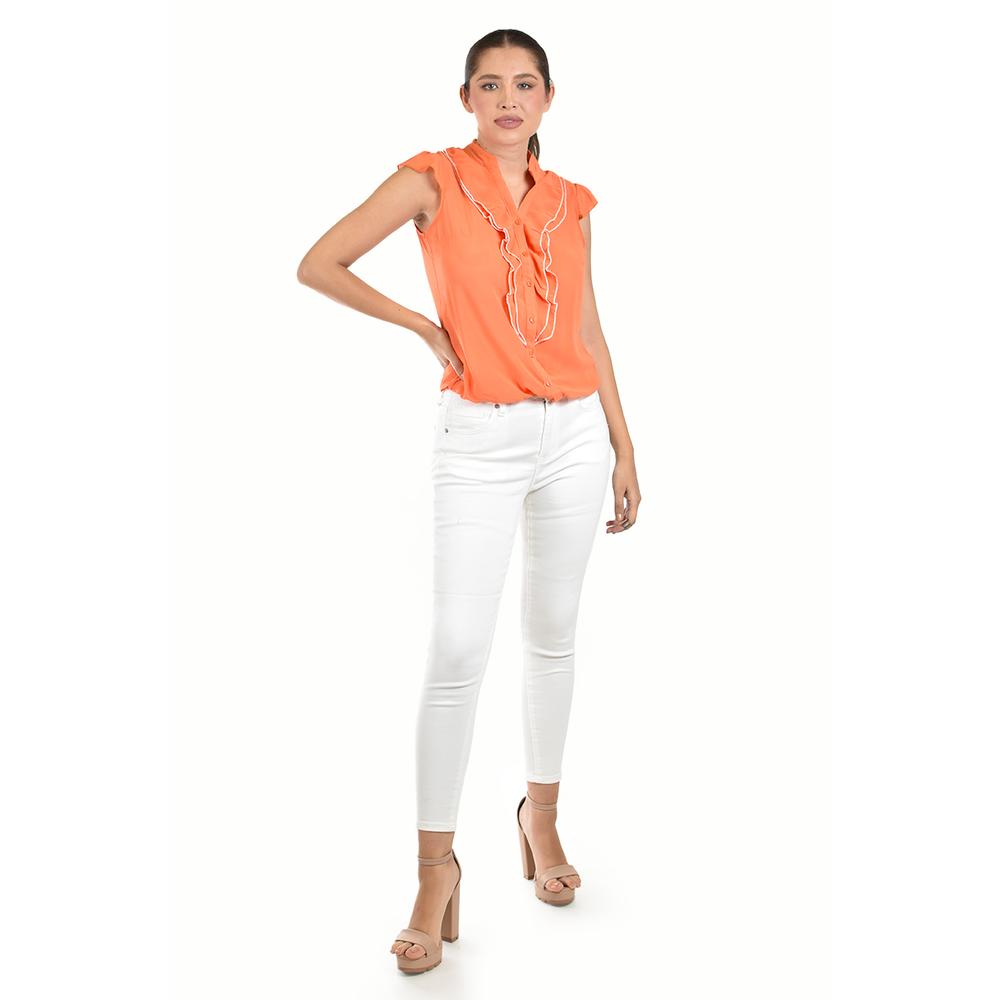 Foto 4 | Blusa Con Detalle De Olan Roman Fashion / Juvenil  8049 (naranja) Naranja