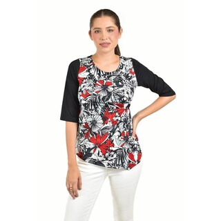 Foto 1 | Blusa Con Estampado Floral Roman Fashion /juvenil 104 (rojo) Rojo