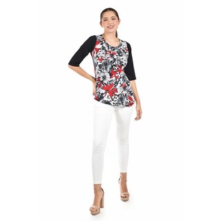 Foto 4 | Blusa Con Estampado Floral Roman Fashion /juvenil 104 (rojo) Rojo