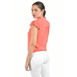 Foto 3 | Blusa Con Detalle De Olan Roman Fashion / Juvenil 8049 (coral) Coral