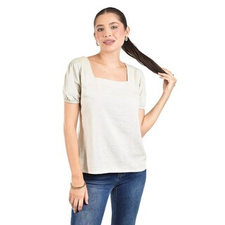 Foto 1 | Blusa Juvenil Escote Cuadrado Roman Fashion 617 (arena) Beige