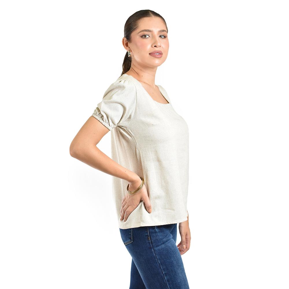 Foto 2 | Blusa Juvenil Escote Cuadrado Roman Fashion  617 (arena) Beige