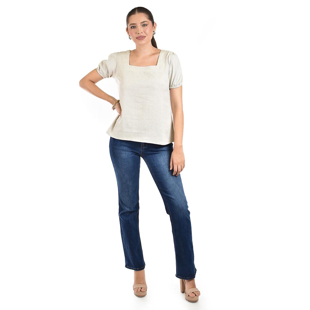 Foto 5 | Blusa Juvenil Escote Cuadrado Roman Fashion  617 (arena) Beige
