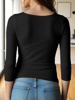Foto 5 | Blusa Mujer Manga 3 Cuartos Cuello V Bl-1037 Negro Comodidad Y Estilo