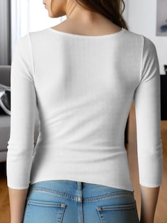 Foto 5 | Blusa Mujer Manga 3 Cuartos Cuello V Bl-1037 Blanco Comodidad Y Estilo