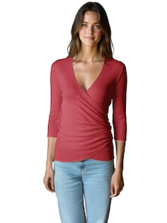 Foto 1 | Blusa Mujer Manga 3 Cuartos Cuello V Bl-1037 Rojo Comodidad Y Estilo