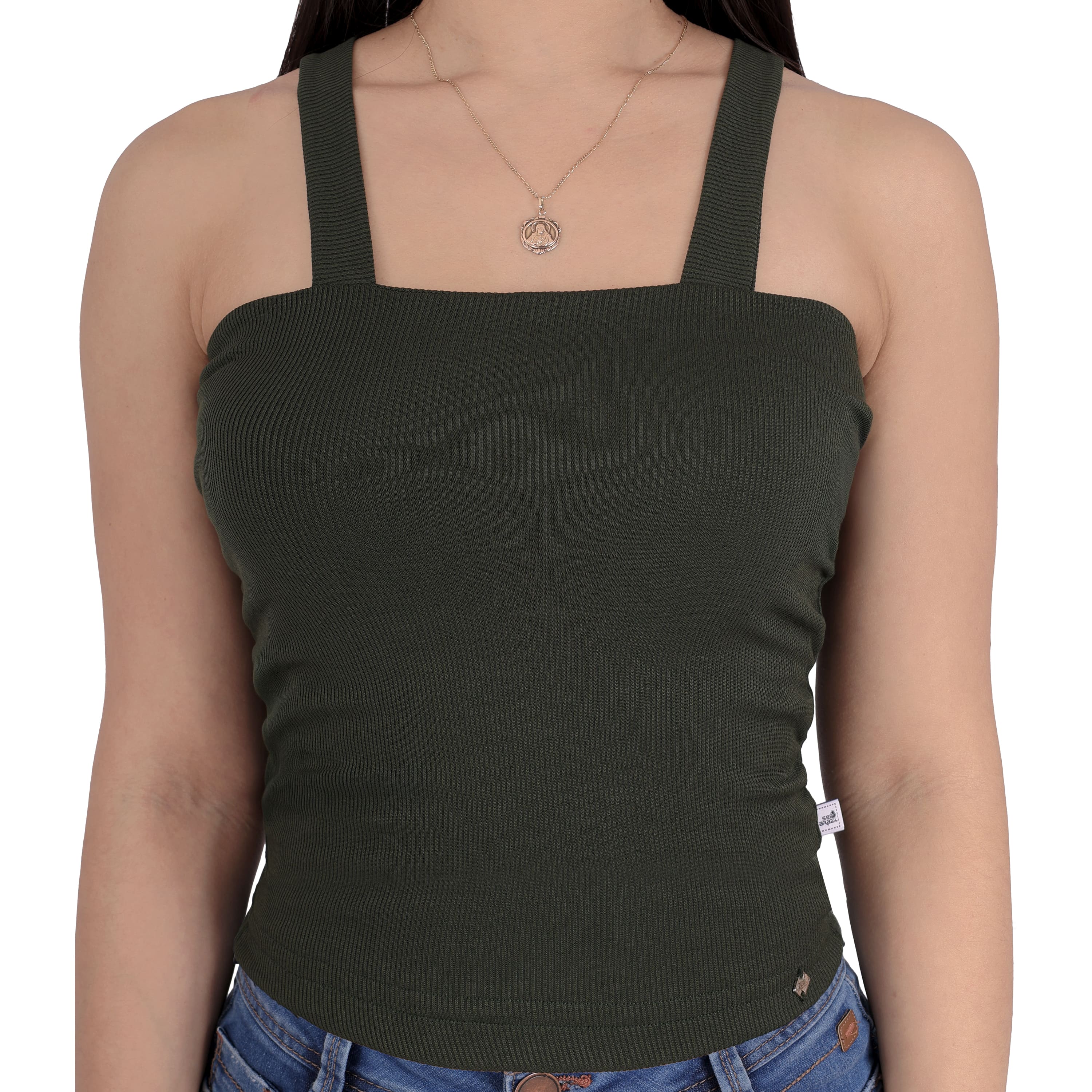 Foto 2 pulgar | Blusa Casual Dama Top Tirantes Verde Olivo Sea Brazil