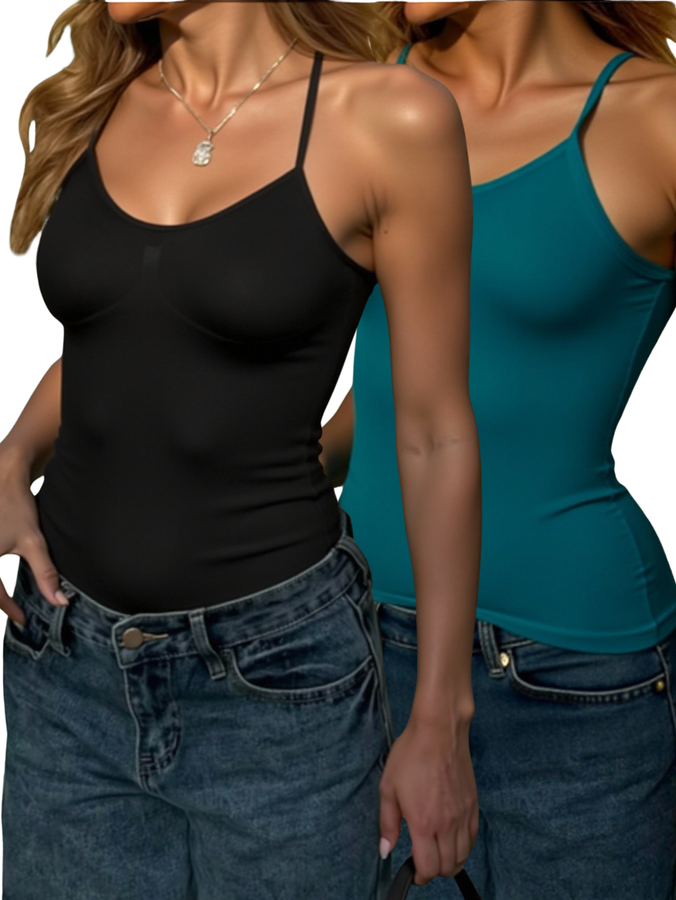Foto 2 pulgar | Set De Dos Blusas Mujer Tirantes Casual Blusa Bl-1005-px2 Variedad De Colores Crop Top Dama