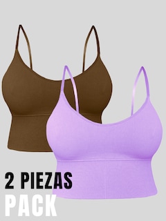 Foto 8 | Set De 2 Tops Mujer Deportivo Con Relleno Top-1013-px2 Variedad De Colores Blusa Croptop