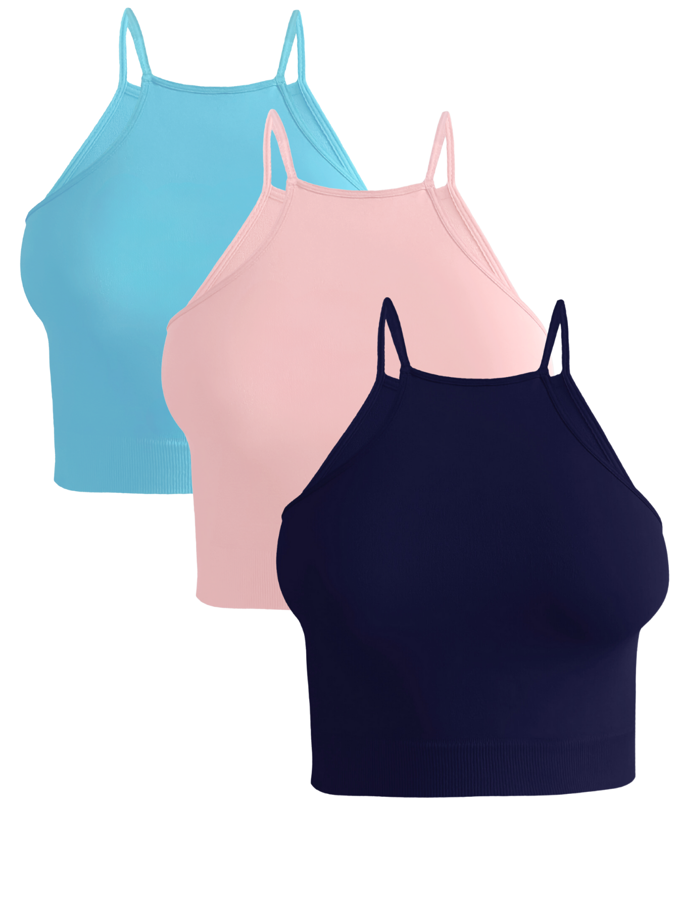 Foto 1 | Set De 3 Crop Top De Mujer Top-09-px3 Azul Claro  Marino Y Rosa  Deportivo O Casual