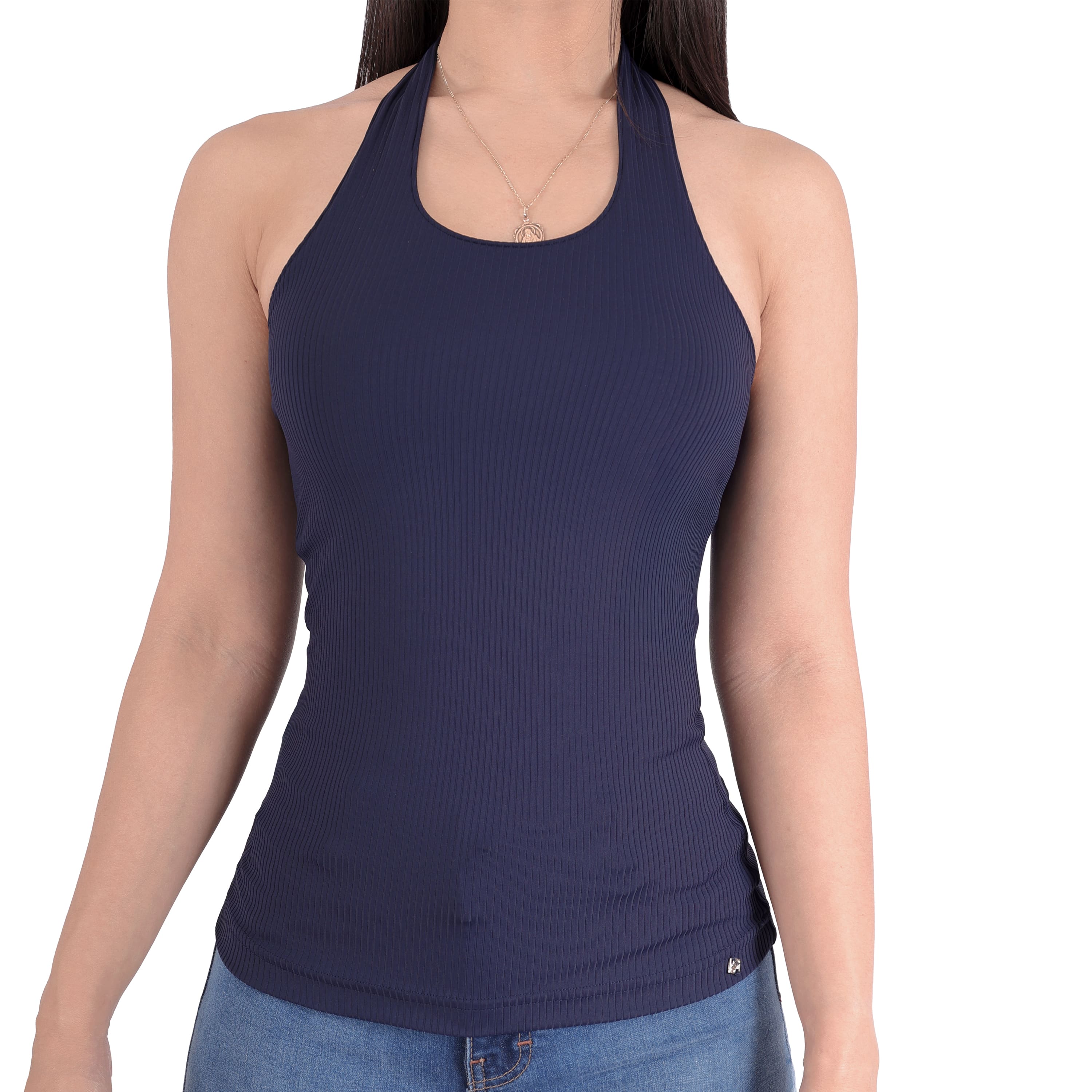 Foto 2 pulgar | Blusa Dama Casual Sin Mangas Top Casual Azul Marino Sea Brazil