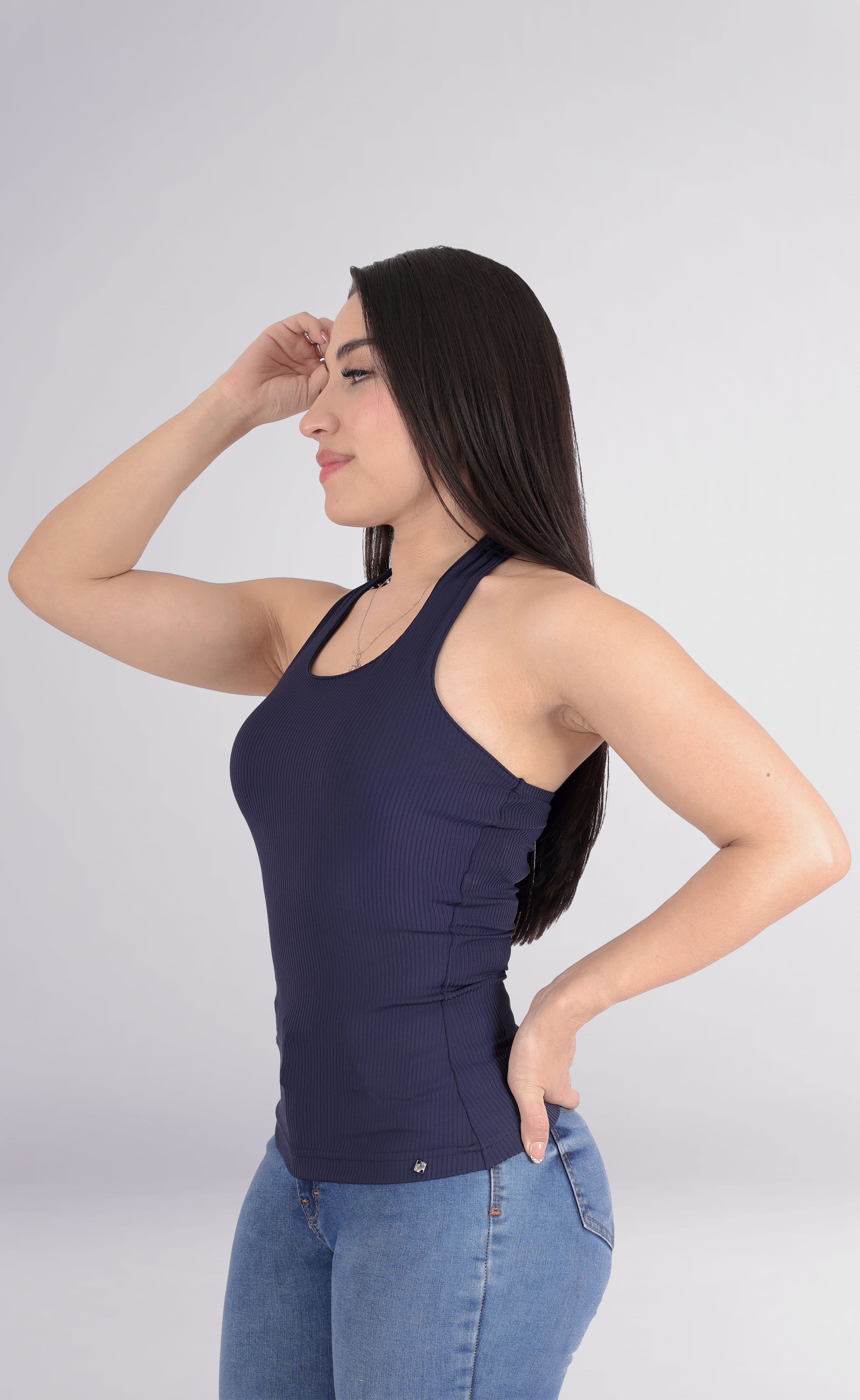 Foto 4 pulgar | Blusa Dama Casual Sin Mangas Top Casual Azul Marino Sea Brazil