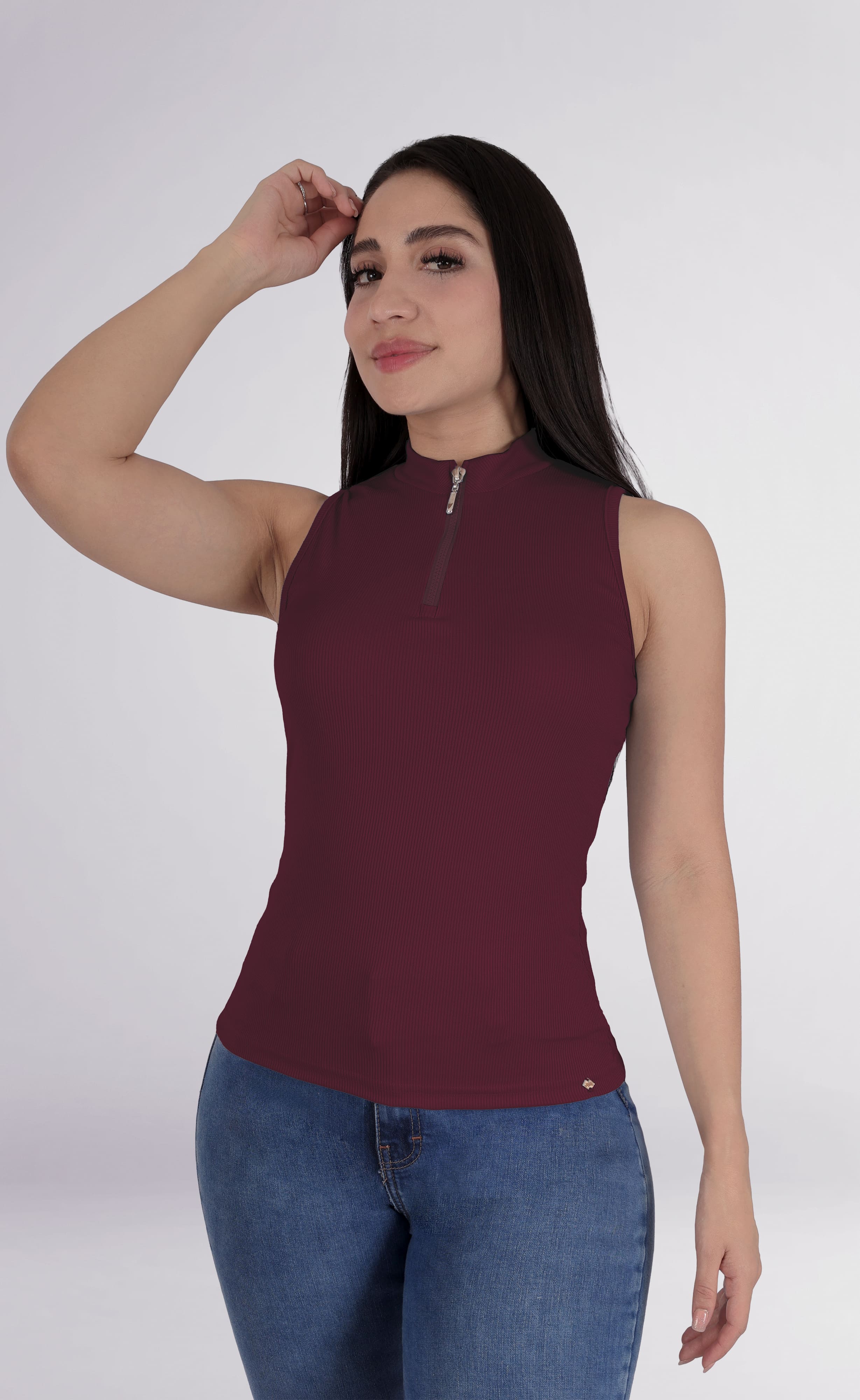 Foto 3 pulgar | Blusa Dama Casual  Sin Mangas  Top Casual Vino Sea Brazil