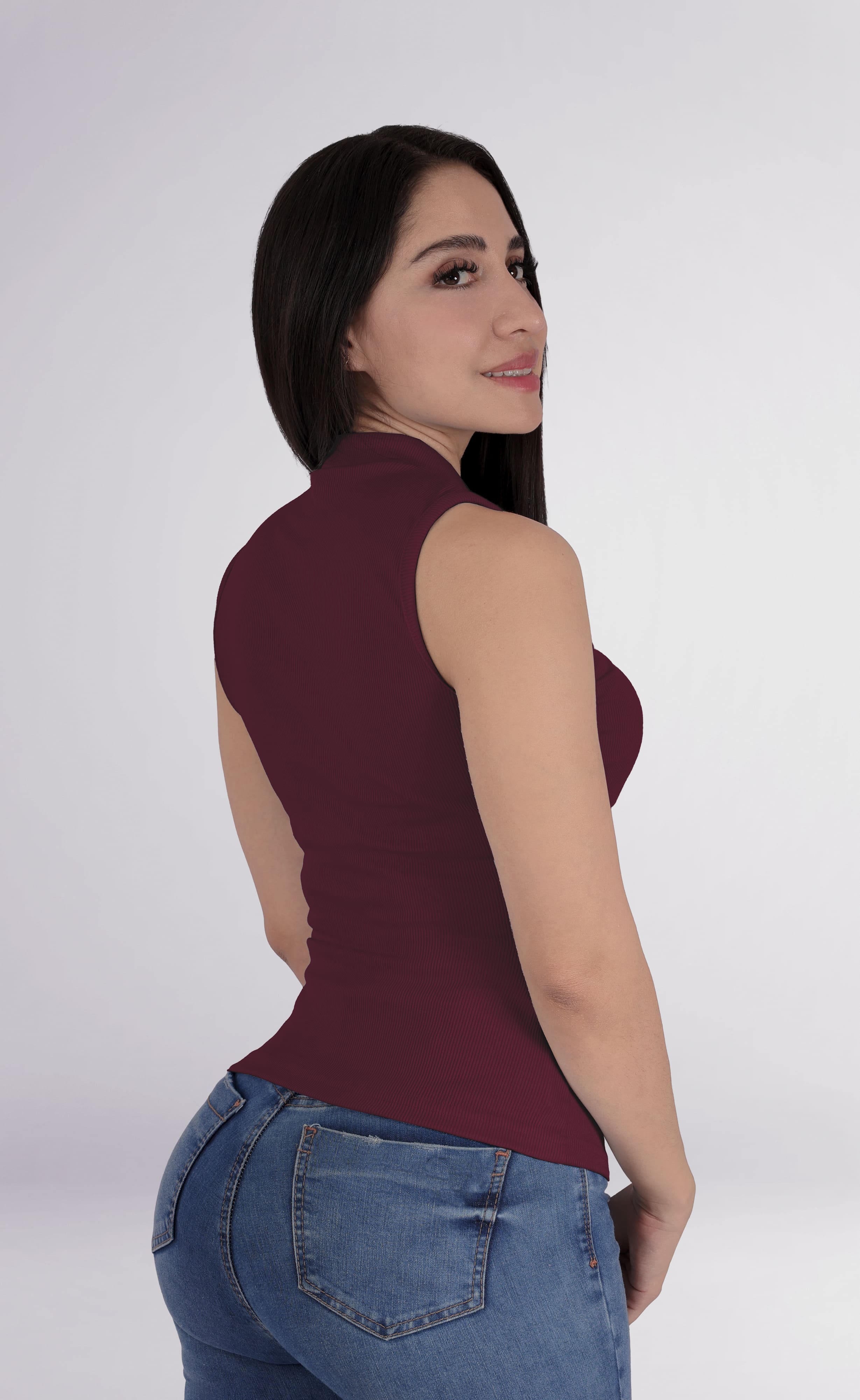Foto 5 pulgar | Blusa Dama Casual  Sin Mangas  Top Casual Vino Sea Brazil