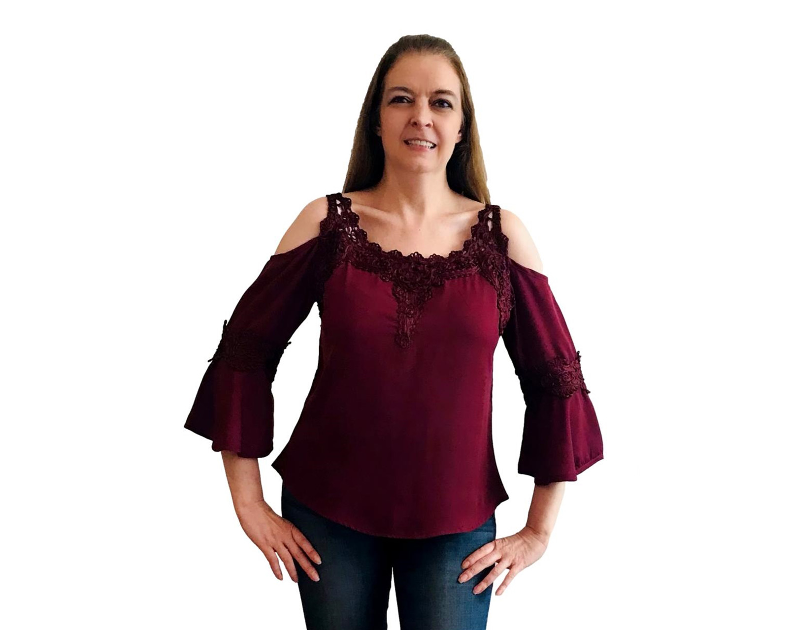 Blusa D'noel Color Tinto Diseño Formal