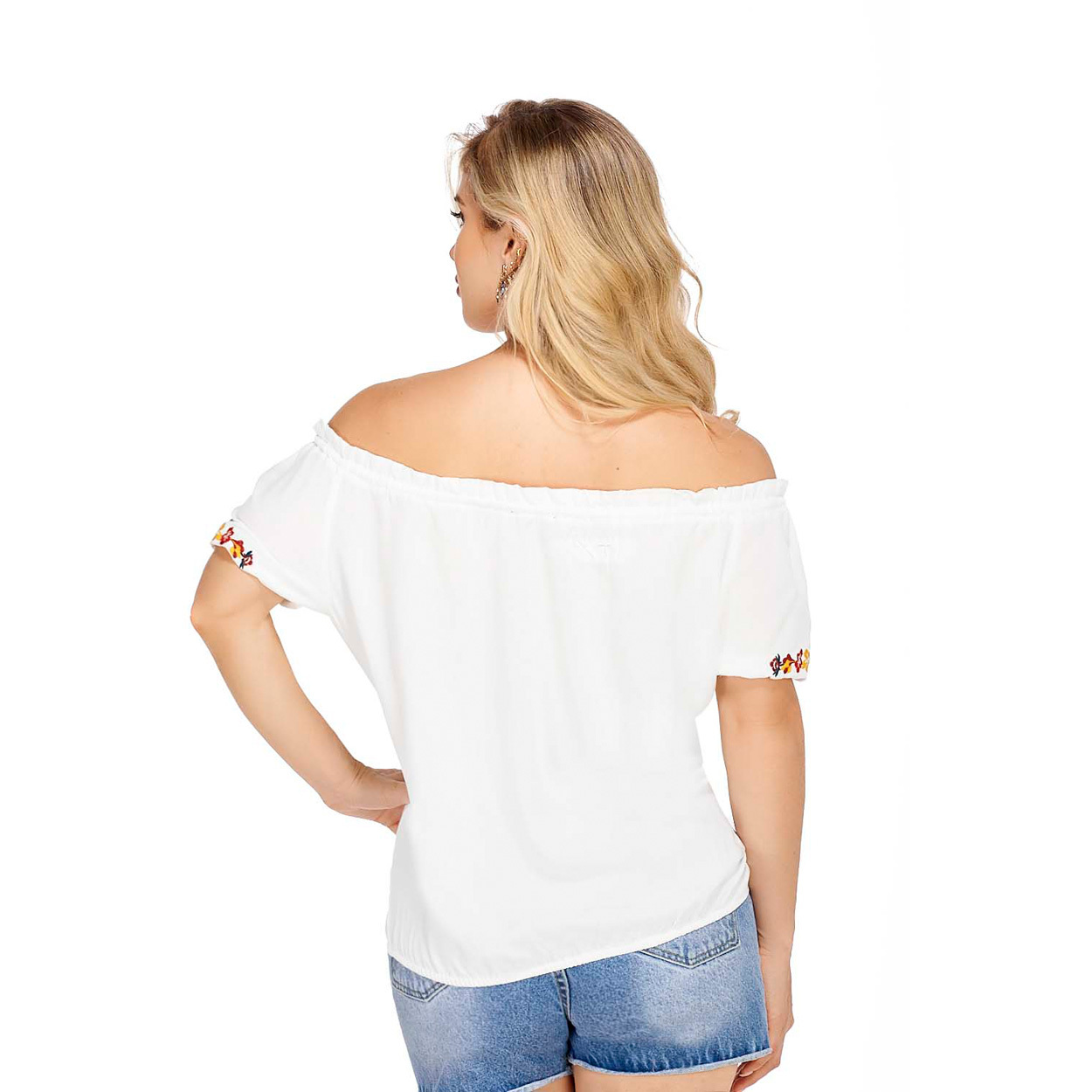 Foto 4 pulgar | Camisa con Bordado Floral De Manga Farol - Mundo Terra