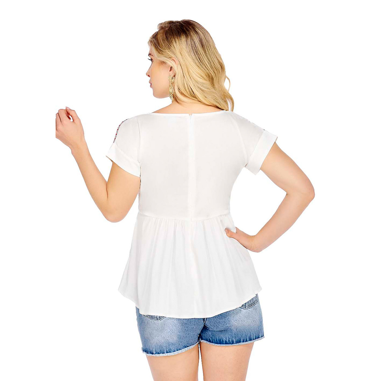 Foto 4 pulgar | Blusa color Blanco Con Manga Detalle De Bordado para Dama - Mundo Terra