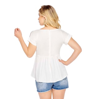 Foto 3 | Blusa color Blanco Con Manga Detalle De Bordado para Dama - Mundo Terra