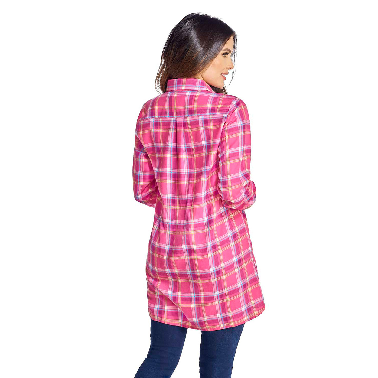 Foto 4 pulgar | Camisa Estampado de Guingán de Hombros Caídos - Mundo Terra