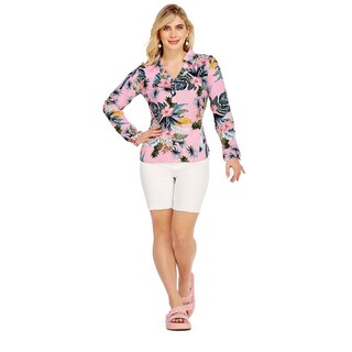 Foto 1 | Camisa Con Estampado Tropical Cuello V para Dama - Mundo Terra