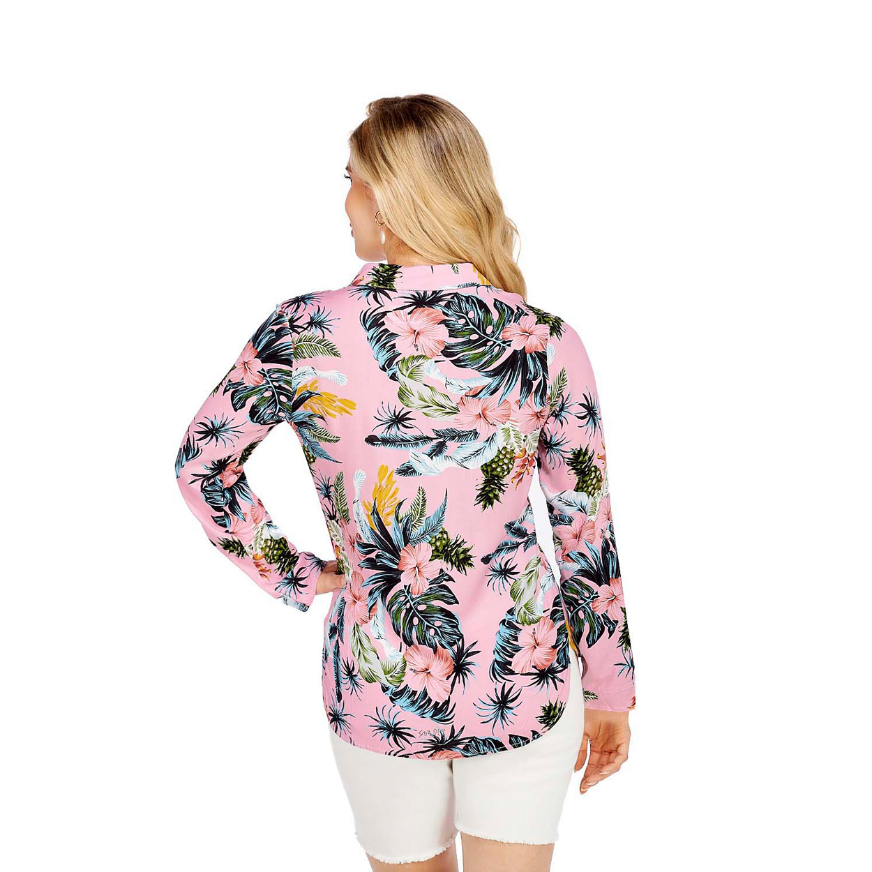 Foto 4 pulgar | Camisa Con Estampado Tropical Cuello V para Dama - Mundo Terra