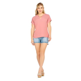 Foto 1 | Camiseta Unicolor con Detalle color Rosa para Dama - Mundo Terra