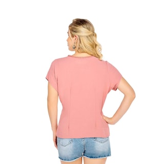 Foto 3 | Camiseta Unicolor con Detalle color Rosa para Dama - Mundo Terra