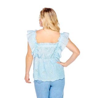 Foto 3 | Camiseta Bordado con Ojal De Manga con Volante - Mundo Terra