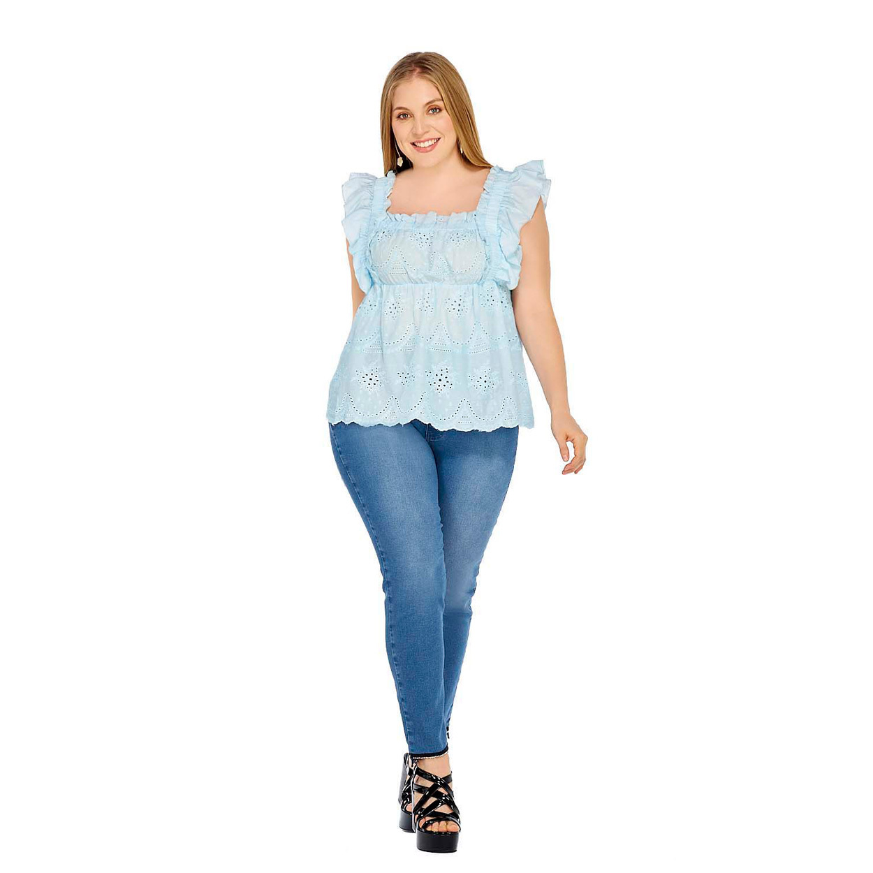 Blusa Bohemio Cuello Cuadrado Dama Mundo Terra