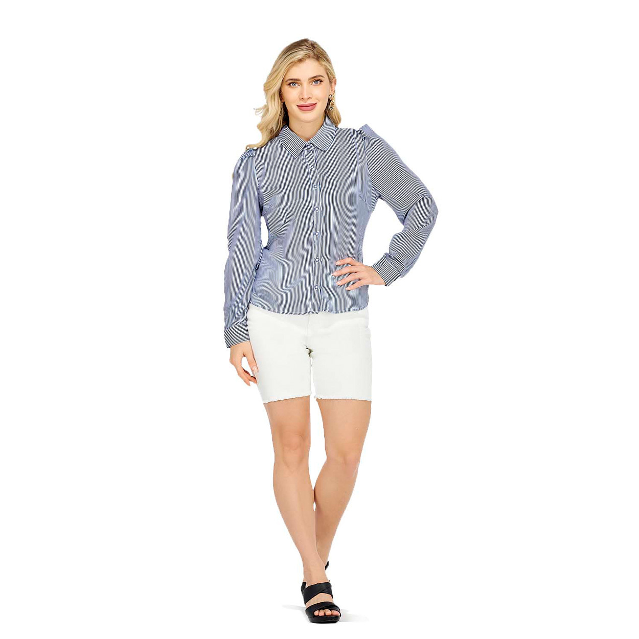 Camisa Larga con Detalle En Hombros De Rayas - Mundo Terra