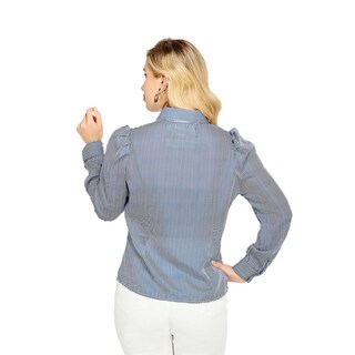 Foto 3 | Camisa Larga con Detalle En Hombros De Rayas - Mundo Terra