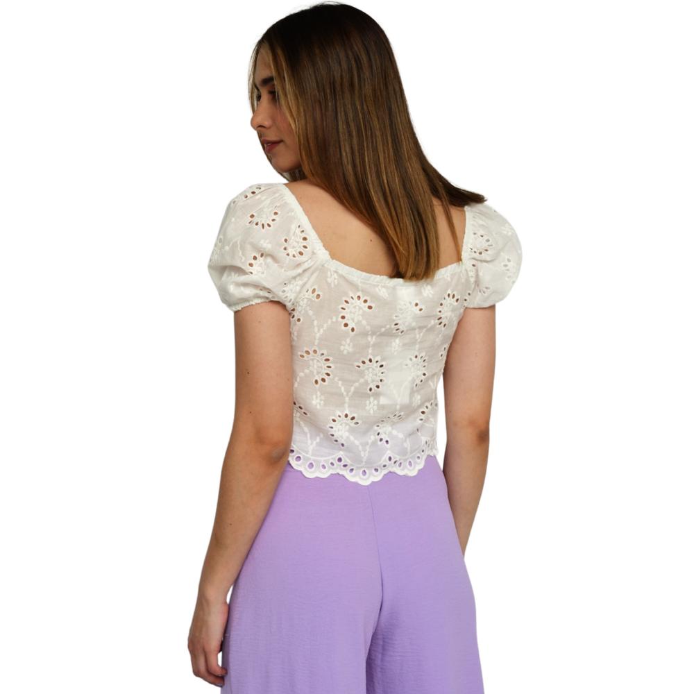 Foto 4 pulgar | Blusa Bordada Roman Fashion 0365 color Blanco