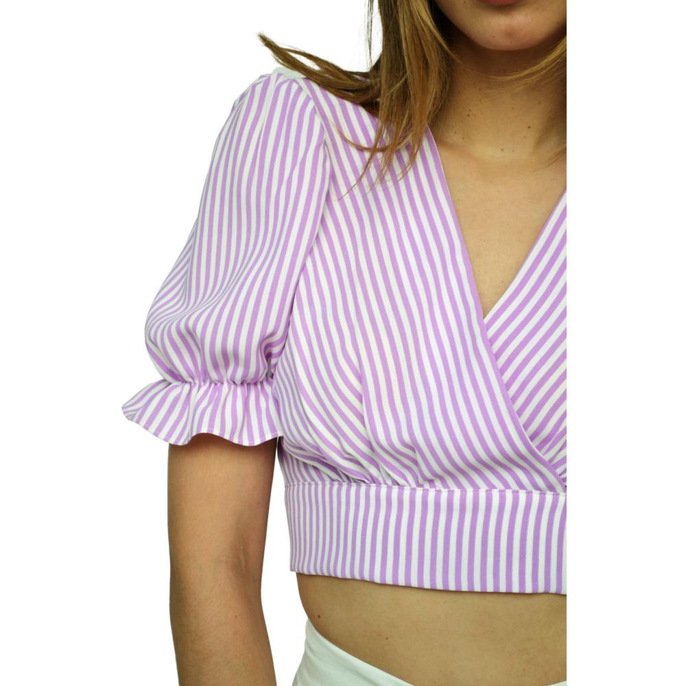 Foto 5 pulgar | Crop Top ROMAN FASHION 0604 color Púrpura con Abertura