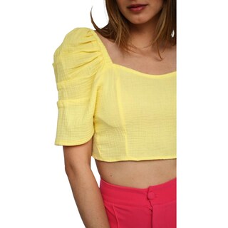 Foto 4 | Crop Top ROMAN FASHION 0680 color Amarillo Escote Cuadrado