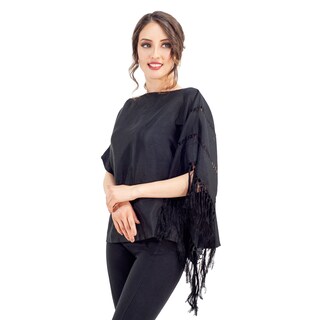 Foto 3 | Blusa A ÁNGELOZANO color Negro Rebozo Liso