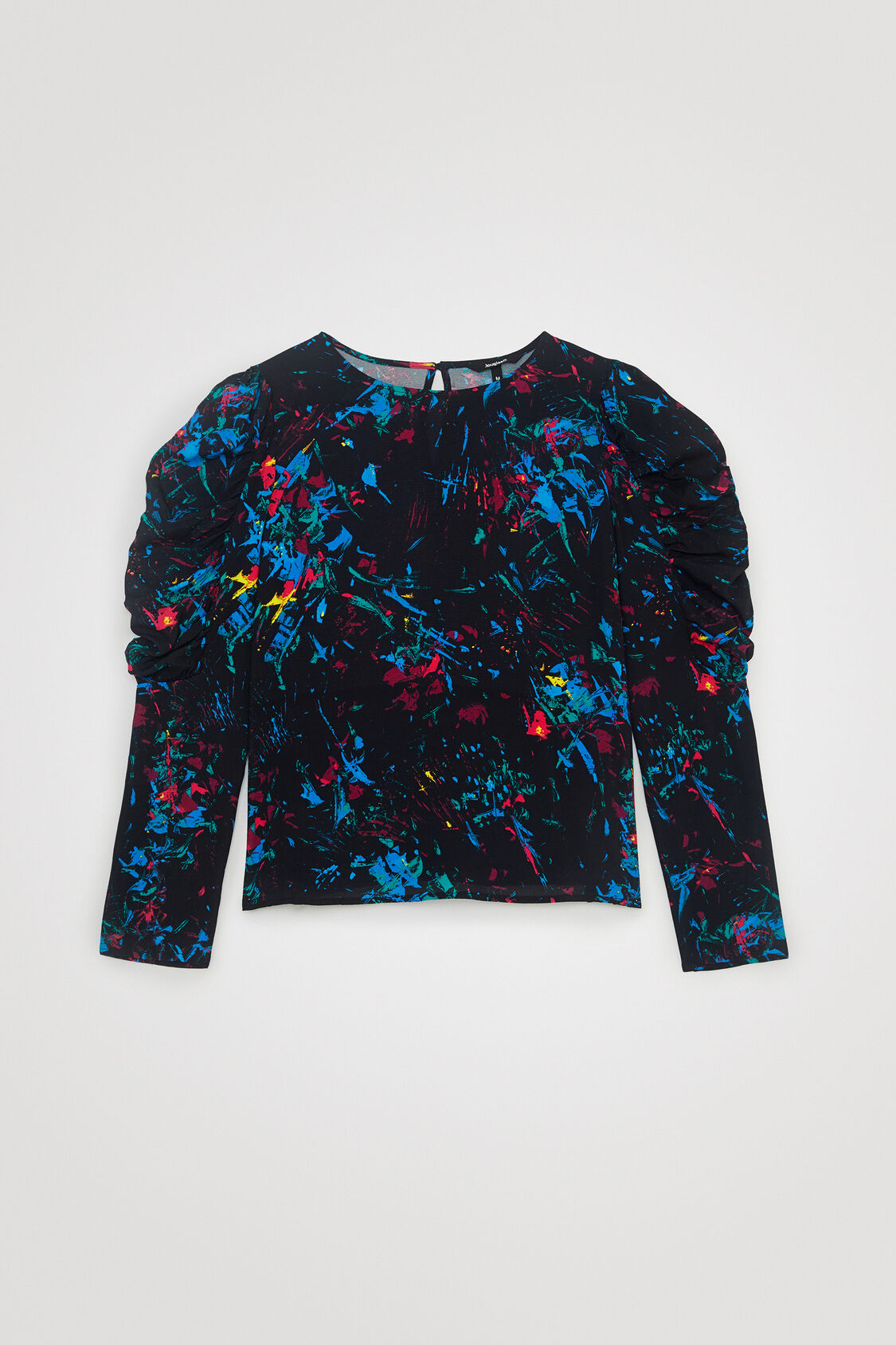 Blusa Mangas Abullonadas Desigual Negra para Mujer