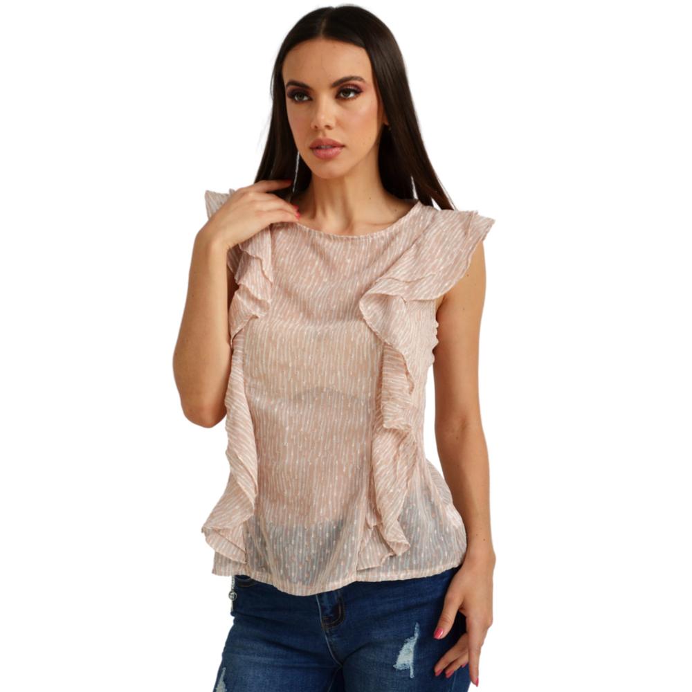 Blusa de Chifón Roman Fashion Juvenil 2669 Beige
