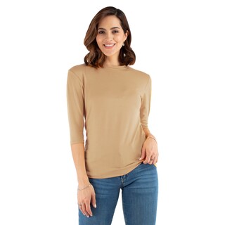 Foto 1 | Playera Básica Amad SS23-B05-ND-S color Beige Manga 3/4