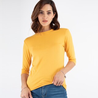 Foto 4 | Playera Básica Amad SS23-B05-MO-S color Amarillo Manga 3/4