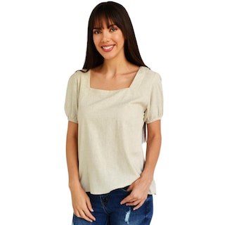 Foto 2 | Blusa Juvenil Escote Cuadrado Roman Fashion 617 color Beige