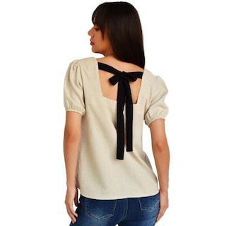 Foto 3 | Blusa Juvenil Escote Cuadrado Roman Fashion 617 color Beige