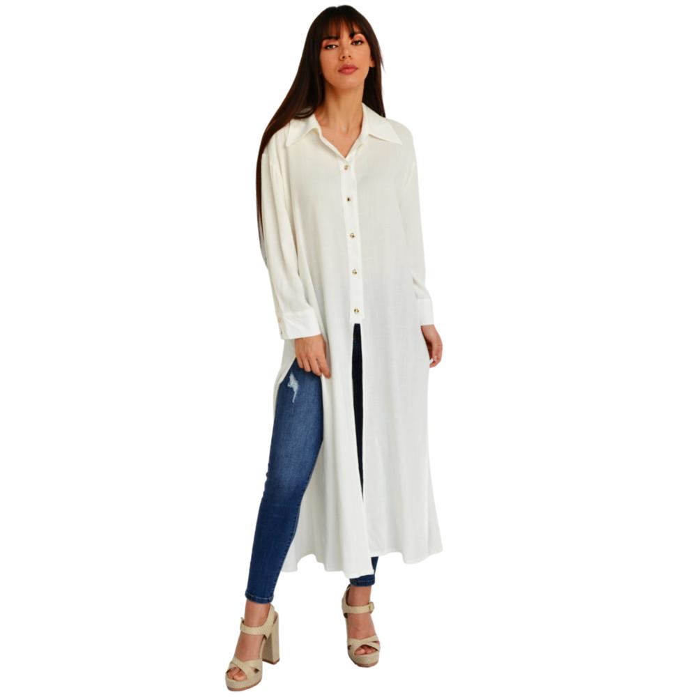 Maxi-blusa Con Aberturas Roman Fashion /juvenil, 1064 (blanco) Blanco